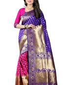 Blue Woven Art Silk Saree With Blouse