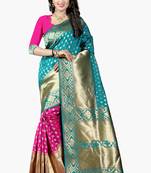 Turquoise Woven Art Silk Saree With Blouse