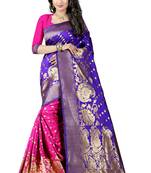 Blue Woven Art Silk Saree With Blouse