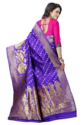 Blue Woven Art Silk Saree With Blouse 2