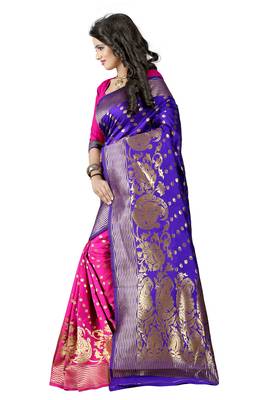 Blue Woven Art Silk Saree With Blouse 3