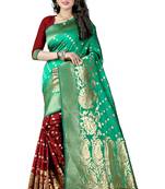 Turquoise Woven Art Silk Saree With Blouse