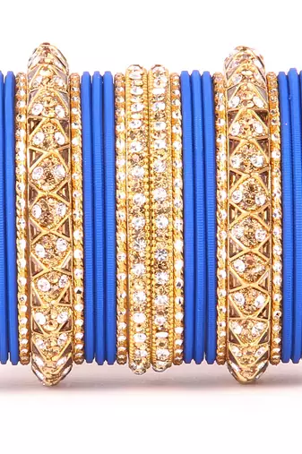 Golden Bracelet And Matte Finish Bangle Set For Women