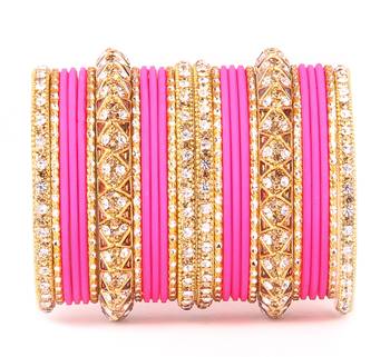 Golden Bracelet And Matte Finish Bangle Set For Women 1
