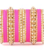 Golden Bracelet And Matte Finish Bangle Set For Women
