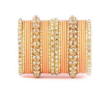 Golden Bracelet And Matte Finish Bangle Set For Women 1