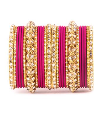 Golden Bracelet And Matte Finish Bangle Set For Women 1