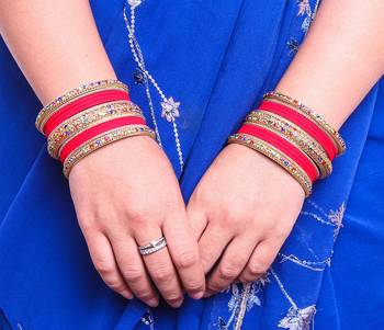 Golden Bracelet With Multi Coloured Stones And Matte Finish Bangle Set For Women 2