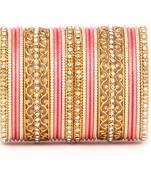 Intricate Bracelet With Running Stonework And Shinning Bangle Set For Women