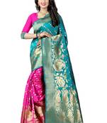 Turquoise Woven Banarasi Saree With Blouse