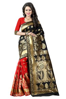 Black Woven Banarasi Saree With Blouse 1