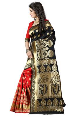 Black Woven Banarasi Saree With Blouse 3