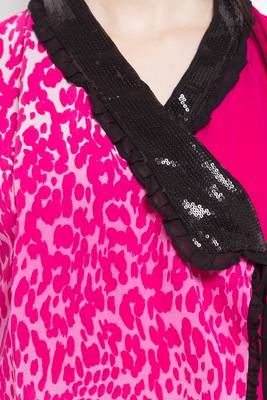 Pink Printed Georgette Stitched Long Kurtis 5