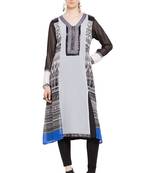 Off White Printed Georgette Stitched Long Kurti
