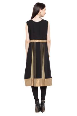Black Embroidered Georgette Stitched Long Kurti 4