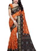 Multicolor printed art silk saree with blouse