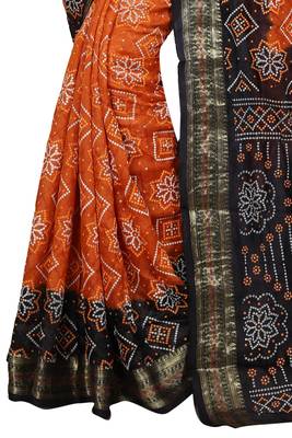 Multicolor printed art silk saree with blouse 4