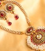 BEAUTIFUL ANTIQUE MAROON PEARL CLUSTER NECKLACE SET - DJ13542