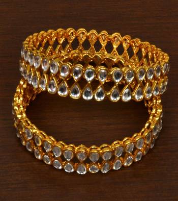 Gold plated kundan embellished Bangles 2
