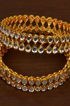 Gold plated kundan embellished Bangles