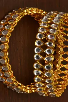 Gold plated kundan embellished Bangles