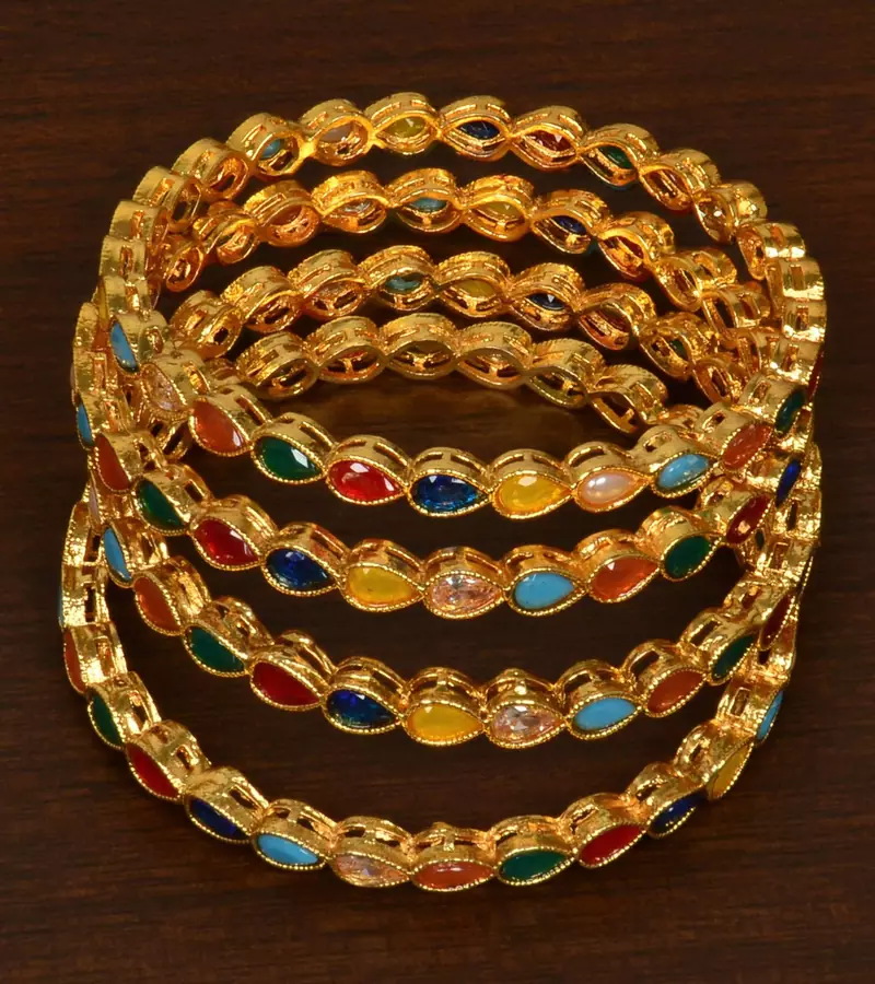 Gold plated kundan embellished bangles-and-bracelets