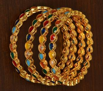 Gold plated kundan embellished bangles-and-bracelets 2