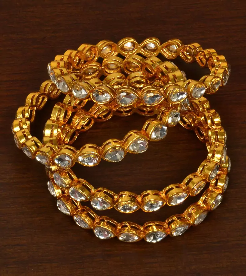 Gold plated kundan embellished bangles-and-bracelets