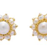 Beautiful Daily Wear Stone Studded Sun Tops/Earrings/Studs (Pearl)   Pce1033