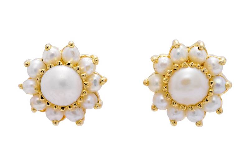 Beautiful Daily Wear Stone Studded Sun Tops/Earrings/Studs (Pearl)   Pce1033