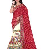 Red Embroidered Georgette Saree With Blouse