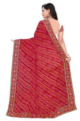 Red Embroidered Georgette Saree With Blouse 2