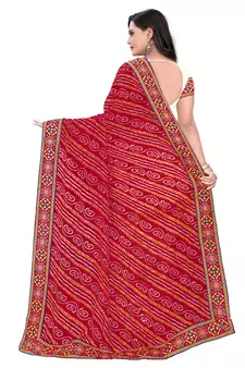 Red Embroidered Georgette Saree With Blouse
