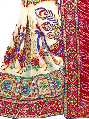 Red Embroidered Georgette Saree With Blouse 5