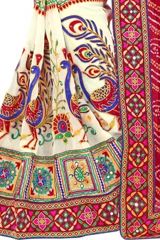 Red Embroidered Georgette Saree With Blouse