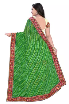Green Embroidered Georgette Saree With Blouse