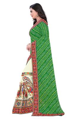 Green Embroidered Georgette Saree With Blouse 3