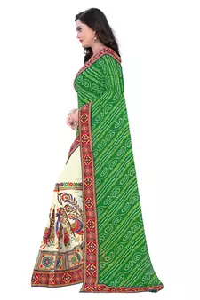 Green Embroidered Georgette Saree With Blouse