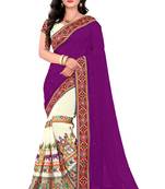 Purple Embroidered Georgette Saree With Blouse