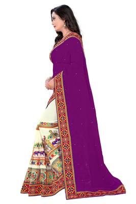 Purple Embroidered Georgette Saree With Blouse 3