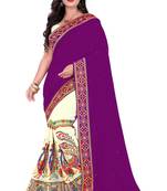 Purple Embroidered Georgette Saree With Blouse