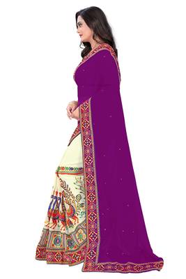 Purple Embroidered Georgette Saree With Blouse 3