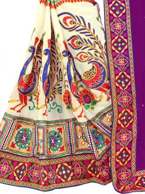 Purple Embroidered Georgette Saree With Blouse 5