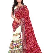 Red Embroidered Georgette Saree With Blouse