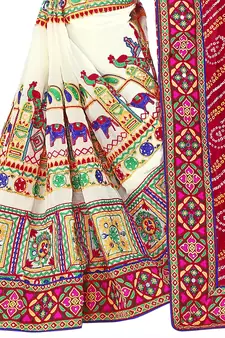 Red Embroidered Georgette Saree With Blouse