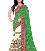 Green Embroidered Georgette Saree With Blouse