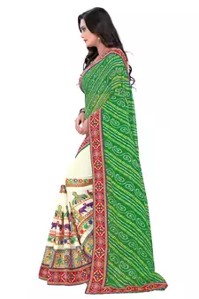 Green Embroidered Georgette Saree With Blouse