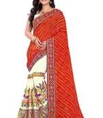 Orange Embroidered Georgette Saree With Blouse