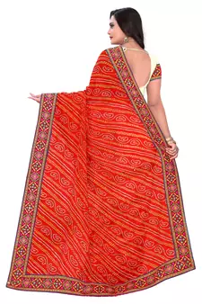 Orange Embroidered Georgette Saree With Blouse