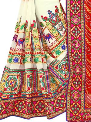 Orange Embroidered Georgette Saree With Blouse 5